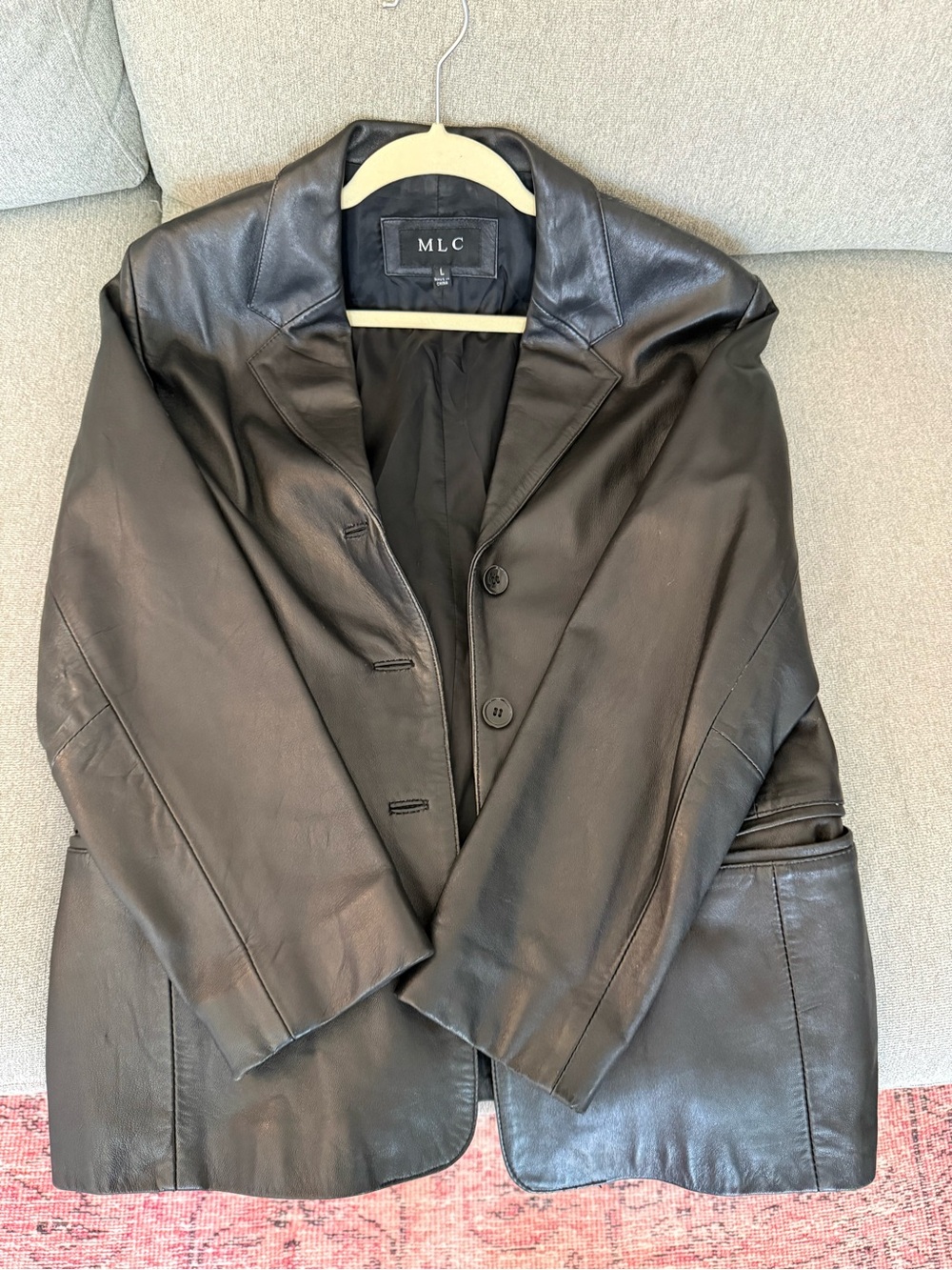 Women's Black Leather Blazer - Picture 2 of 2